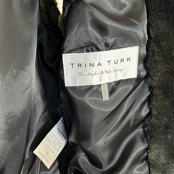Trina Turk Faux Fur Open Front Vest Brown and Black Wonens Size 2 - Picture 4 of 5
